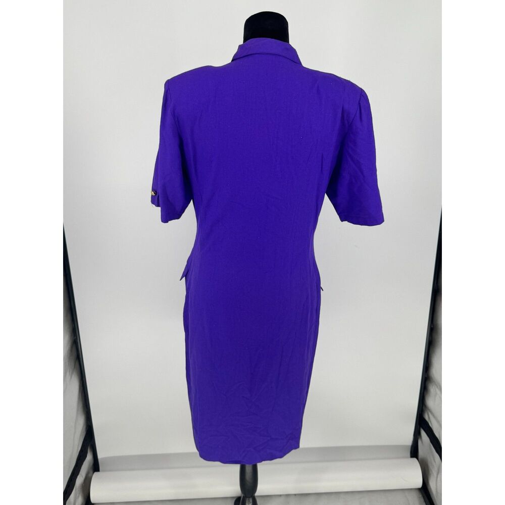 Vintage 80s Argenti Boutique Womens Size 10 Purple 100% Silk Dress Shoulder Pads - Picture 4 of 8